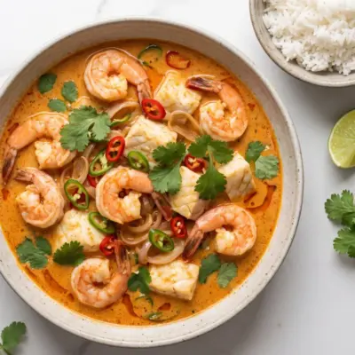 Thai Fish and Prawns Red Curry