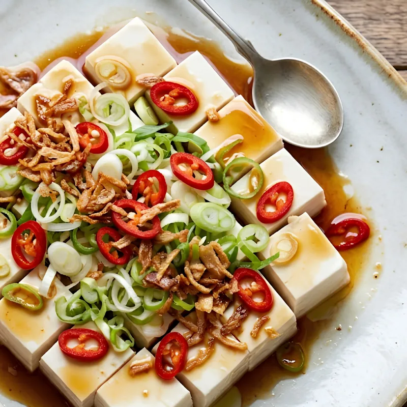 Soft Tofu with Chili and Spring Onions