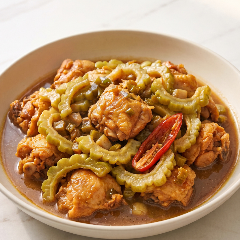Braised Chicken with Bittergourd and Chilli
