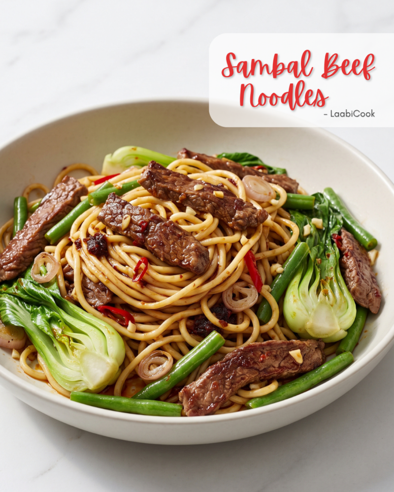 Stir-fry Sambal Beef Noodles