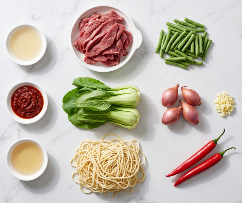 Stir-fry Sambal Beef Noodles - Ingredients